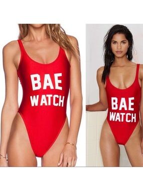 Bae Watch One Piece Bathing Suit Red Medium | Perfect for Summer!